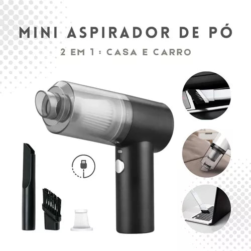 Aspirador De Mão Portátil Recarregável Usb Para Carro e Casa