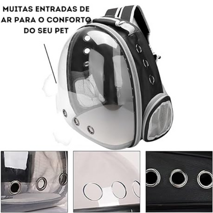 Mochila Pet Transp De Cães E Gatos Visão Panorâmica(PRETO)