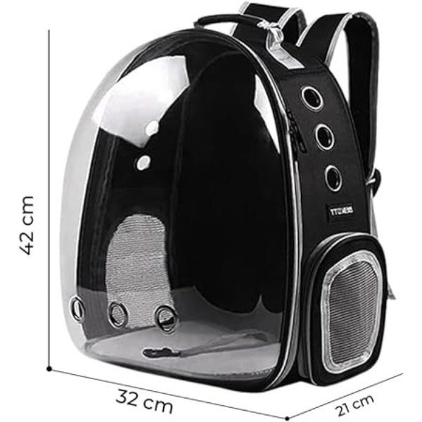 Mochila Pet Transp De Cães E Gatos Visão Panorâmica(PRETO)