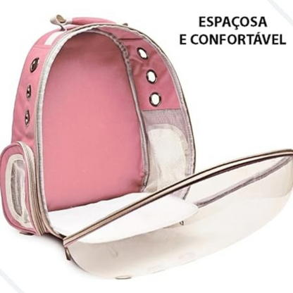 Mochila Pet Transp De Cães E Gatos Visão Panorâmica(ROSA)