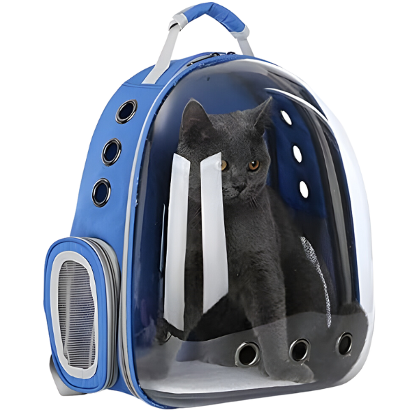 Mochila Pet Transp De Cães E Gatos Visão Panorâmica (AZUL)