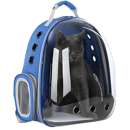 Mochila Pet Transp De Cães E Gatos Visão Panorâmica (AZUL)