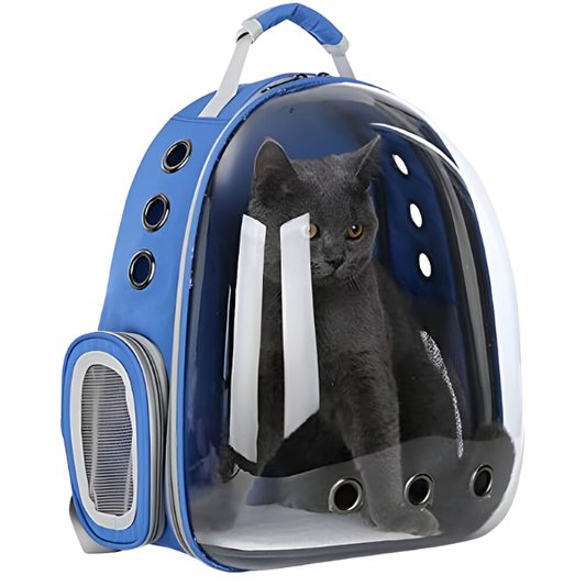 Mochila Pet Transp De Cães E Gatos Visão Panorâmica (AZUL)