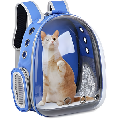 Mochila Pet Transp De Cães E Gatos Visão Panorâmica (AZUL)