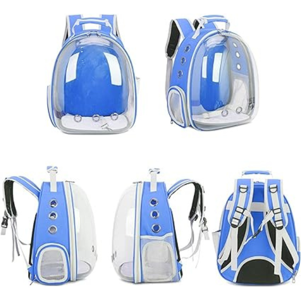 Mochila Pet Transp De Cães E Gatos Visão Panorâmica (AZUL)