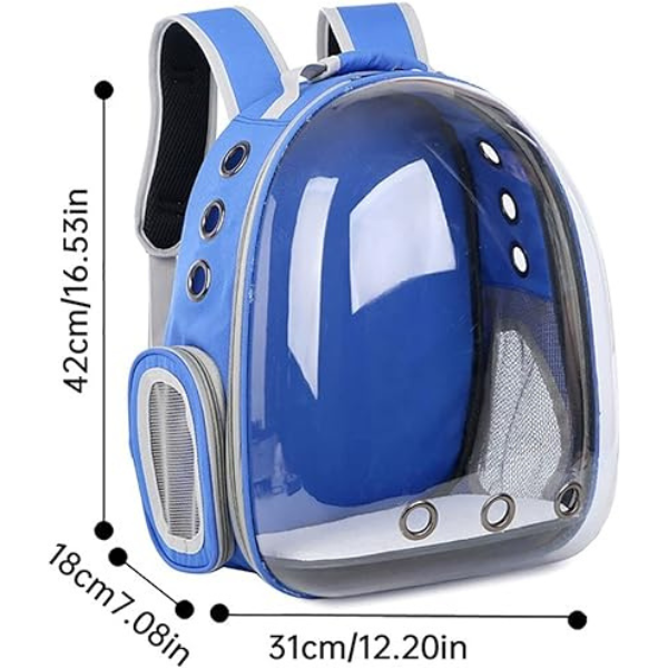 Mochila Pet Transp De Cães E Gatos Visão Panorâmica (AZUL)