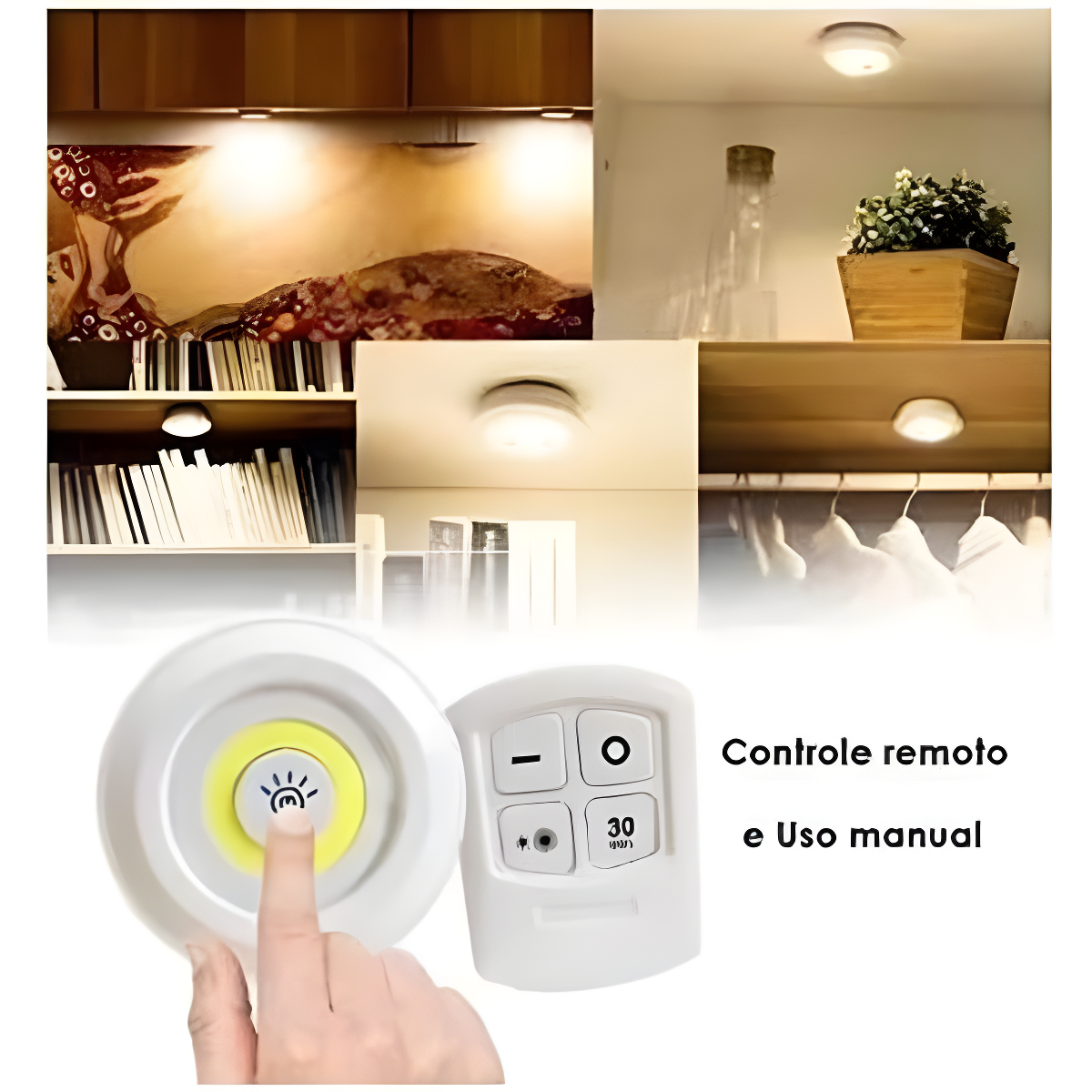 Kit 3 Lâmpadas TOP Luminária Led Controle Sem Fio