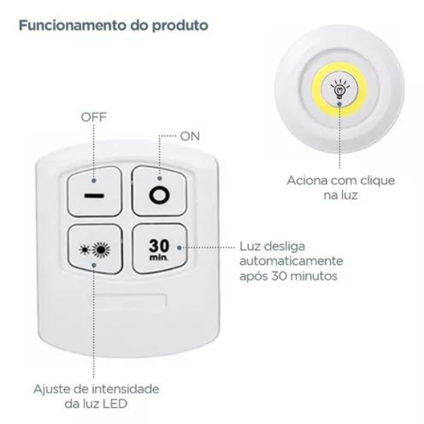 Kit 3 Lâmpadas TOP Luminária Led Controle Sem Fio